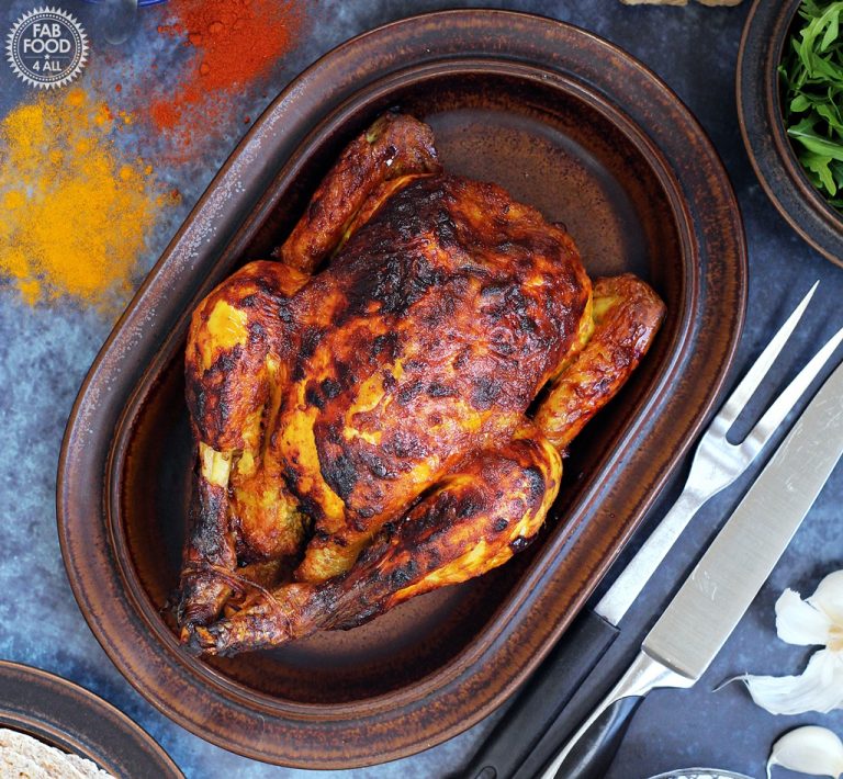 Indian Spiced Roast Chicken with Coriander & Mint Raita - Fab Food 4 All