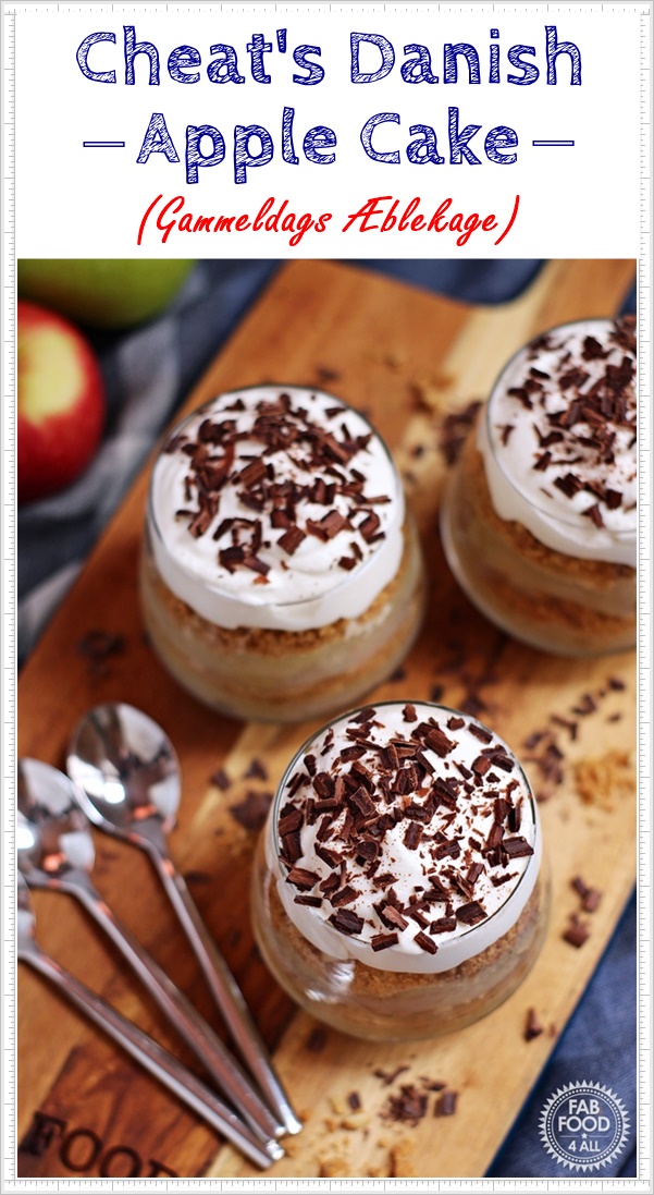 Cheat's Danish Apple Cake - Gammeldags Æblekage - a traditional Danish layered apple dessert with a cheat using oaty biscuits! #apple #dessert #Danish #pudding #æblekage #traditional #æble