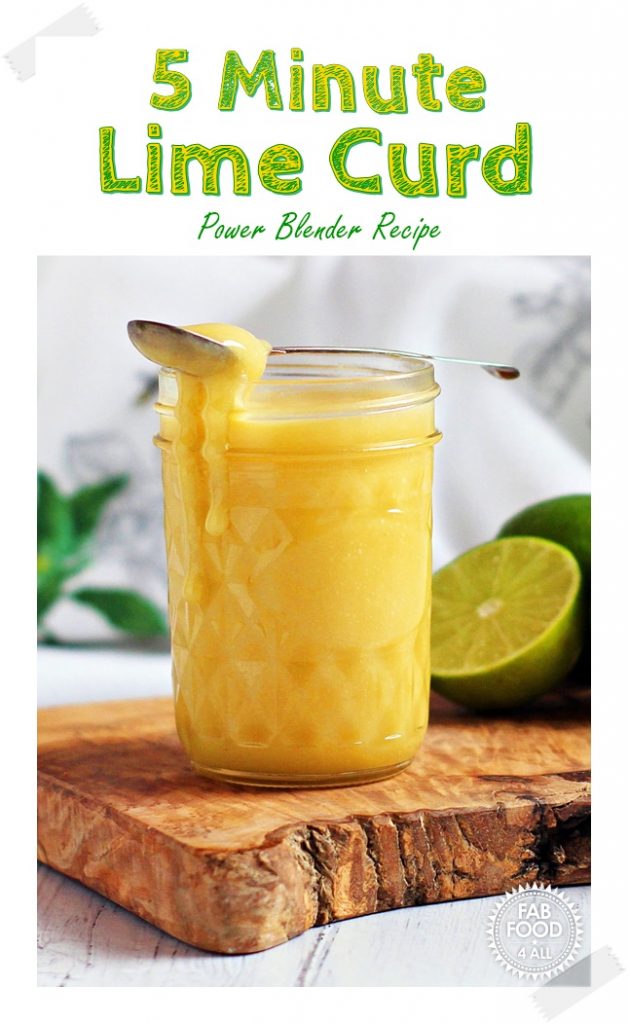 5 Minute Lime Curd - tangy & delicious. Made in the KitchenAid Power Plus Blender for super fast results! #KitchenAid #KitchenAidPowerPlusBlender #recipe #lime #curd #LimeCurd #preserve #canning #fruitcurd