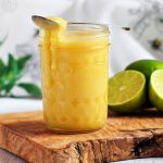 5 Minute Lime Curd - tangy & delicious. Made in a power blender for super fast results! #KitchenAid #KitchenAidPowerPlusBlender #recipe #lime #curd #LimeCurd #preserve #canning #fruitcurd