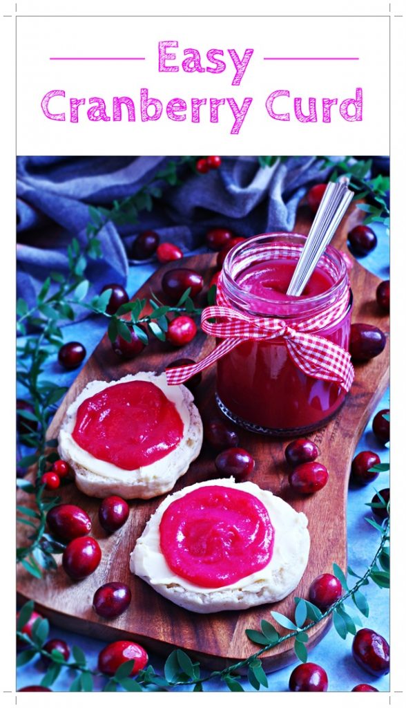 Easy Cranberry Curd, a delicious, fruity, festive spread which is perfect for gifting - just pop on a bow! #cranberry #curd #fruitcurd #preserve #canning #festivepreserve #cranberryrecipe #preserverecipe #ChristmasRecipes #holidayrecipes