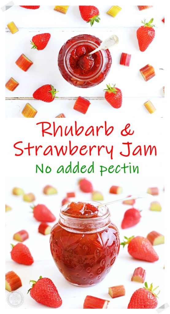 Rhubarb and Strawberry Jam collage - Pinterest image.