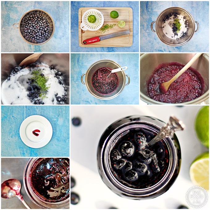 Blueberry & Lime Jam step-by-step process shots.
