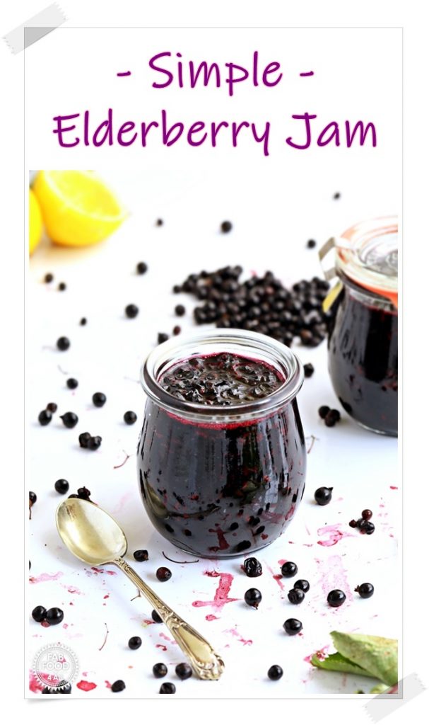 Simple Elderberry Jam in jar pinterest image.