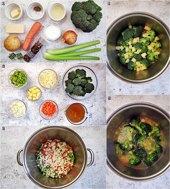 Broccoli & Cheddar Soup recipe step by step shots montage 6 - 10.