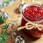 Christmas Jam with close up of string bow on front or jar.