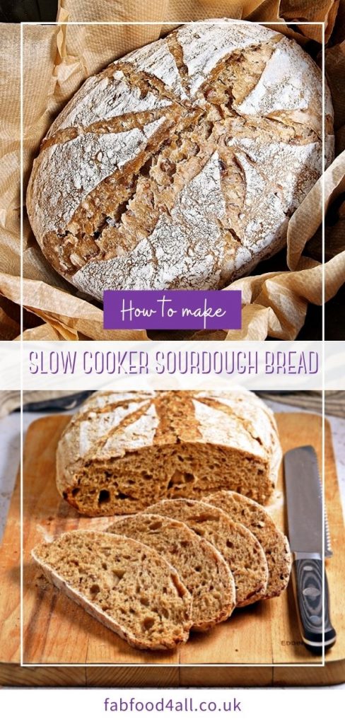 Slow Cooker Sourdough Bread montage Pinterest Image.