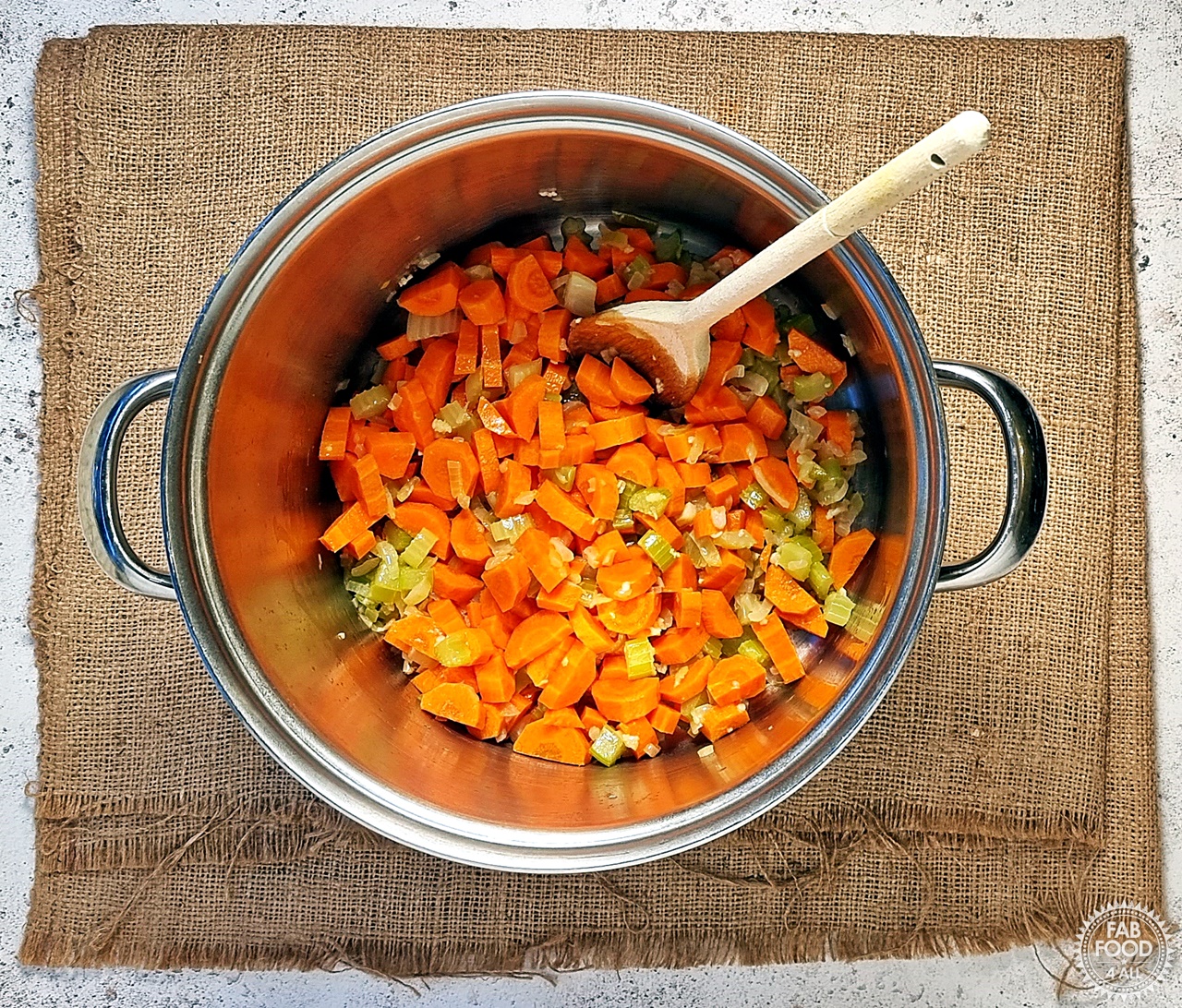Pan shot with carrots added.