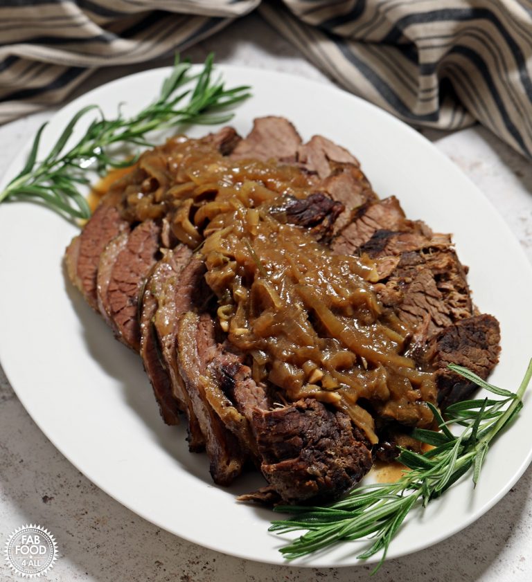 Slow Cooker Beef Brisket with Onion Gravy | Fab Food 4 All
