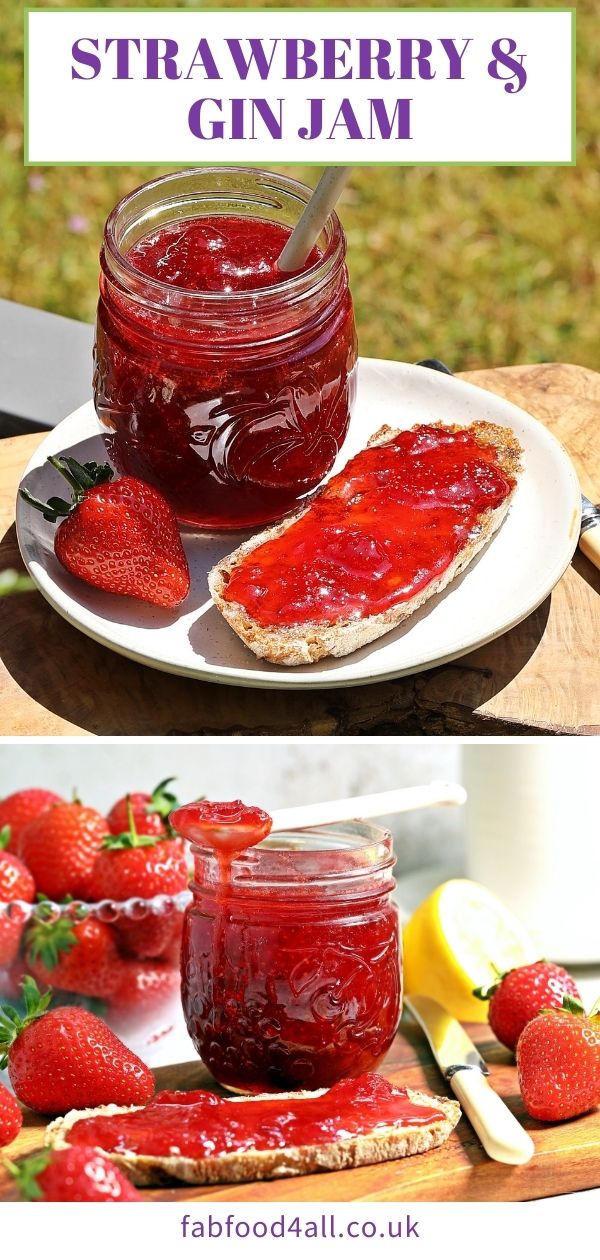 Strawberry & Gin Jam simple, no pectin recipe! Fab Food 4 All