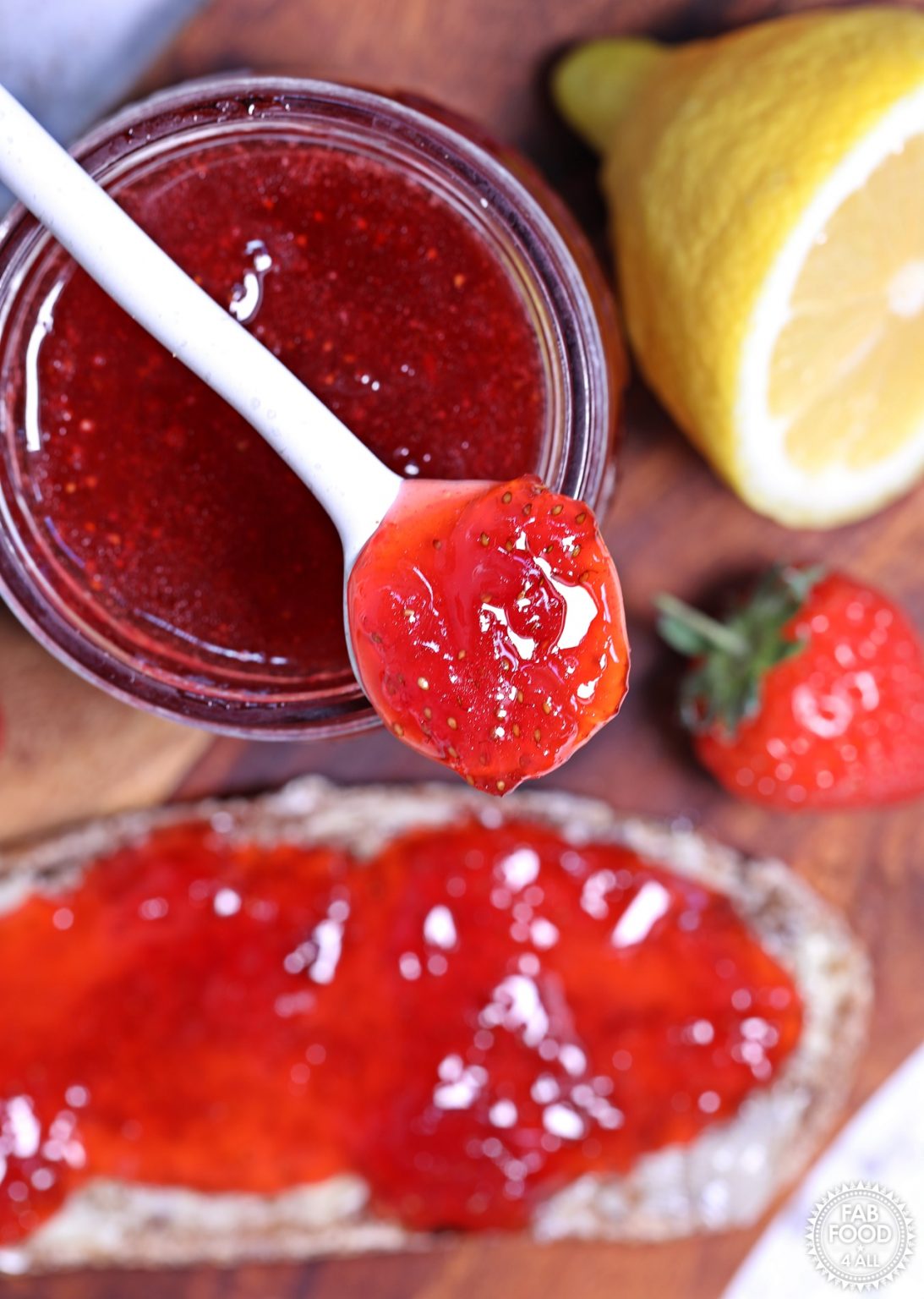 Strawberry & Gin Jam simple, no pectin recipe! Fab Food 4 All