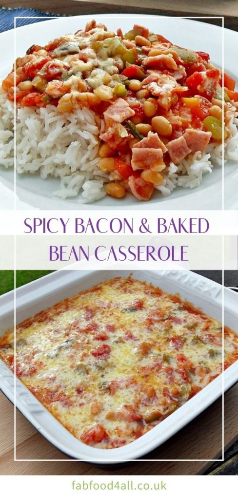 Spicy Bacon & Baked Bean Casserole Pinterest image.