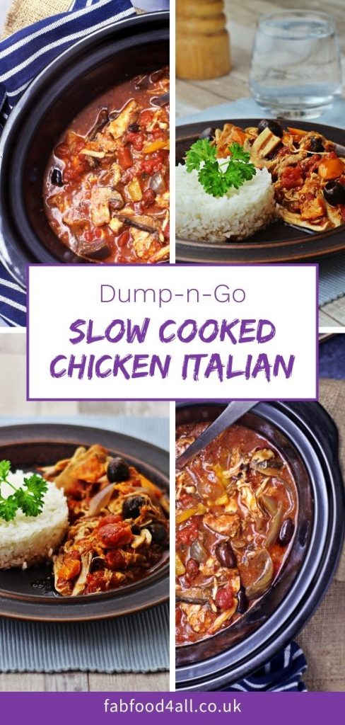 Slow Cooked Chicken Italian aka Slow Cooker Chicken Cacciatore Pinterest image