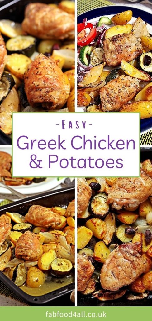 Easy Greek Chicken and Potatoes Pinterest image montage