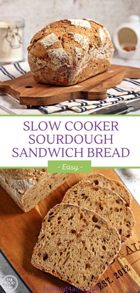 Easy Slow Cooker Sourdough Sandwich Loaf Pinterest image.