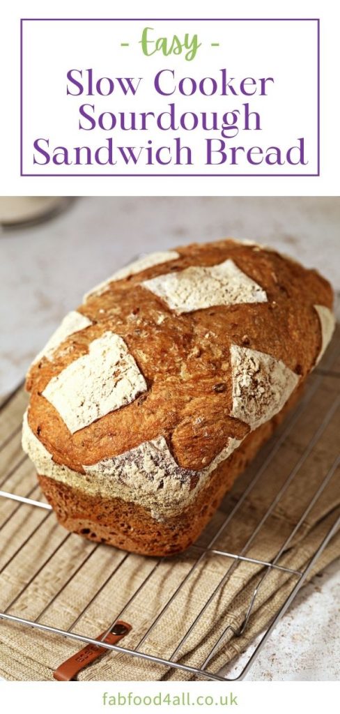 Easy Slow Cooker Sourdough Sandwich Loaf Pinterest image.