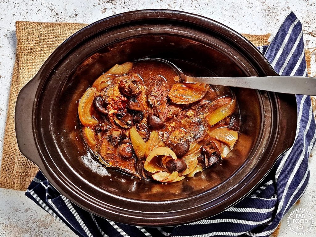 Easy Slow Cooker Braised Beef with Onions & Mushrooms