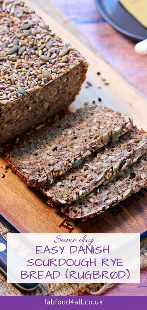 Easy Danish Sourdough Rye Bread (Rugbrød) Pinterest image.