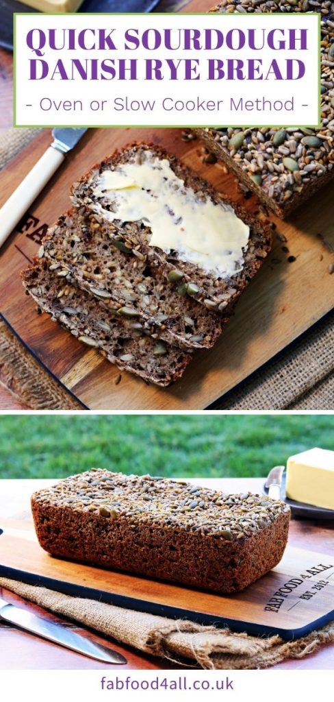 Easy Danish Sourdough Rye Bread (Rugbrød) Pinterest image.