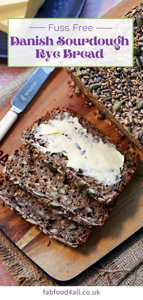 Easy Danish Sourdough Rye Bread (Rugbrød) Pinterest image.
