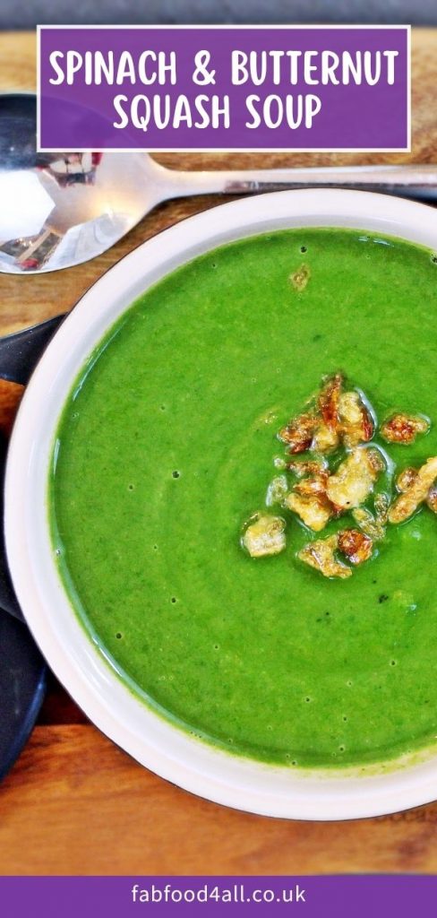 Spinach & Butternut Squash Soup Pinterest image.