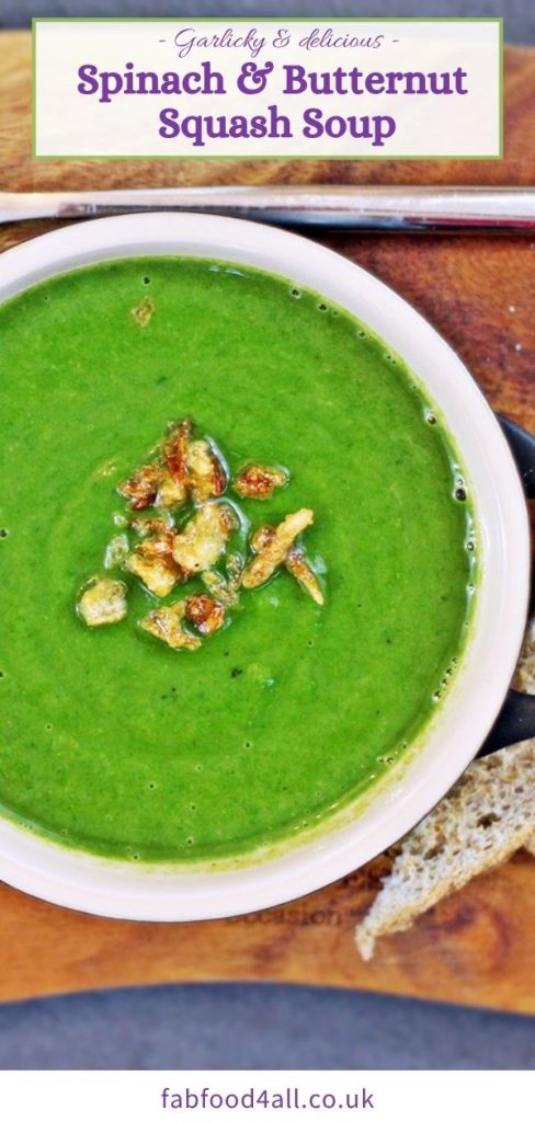 Spinach & Butternut Squash Soup Pinterest image.