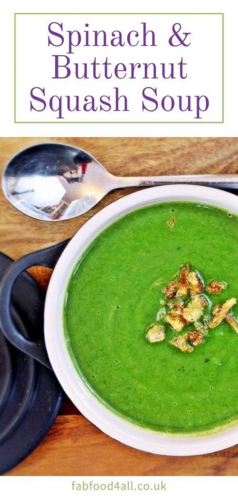 Spinach & Butternut Squash Soup Pinterest image.