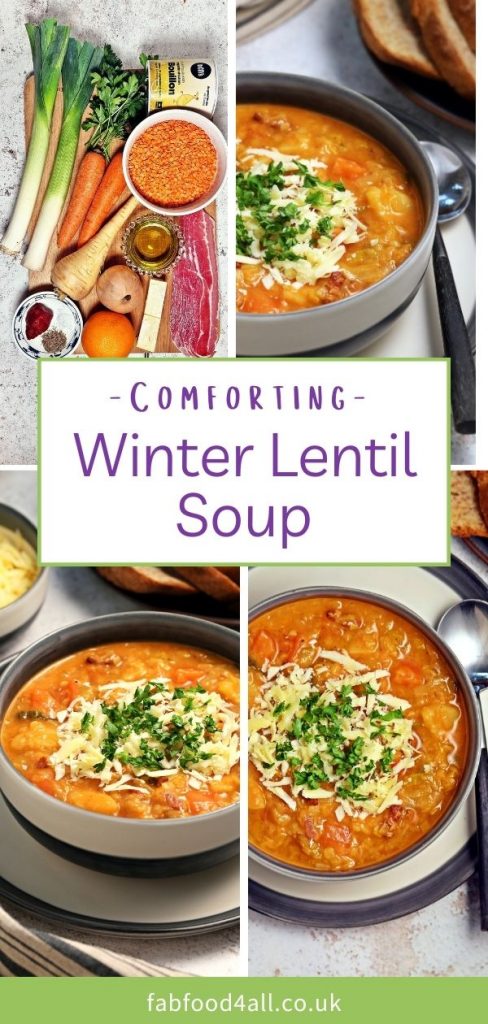 Glenda's Winter Lentil Soup Pinterest image.