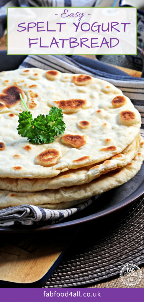 Easy Spelt Yogurt Flatbread Pinterest Image.