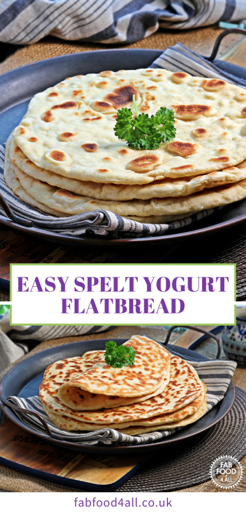 Easy Spelt Yogurt Flatbread Pinterest Image.