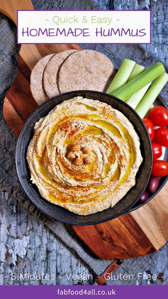 Quick & Easy Homemade Hummus Recipe Pinterest image.
