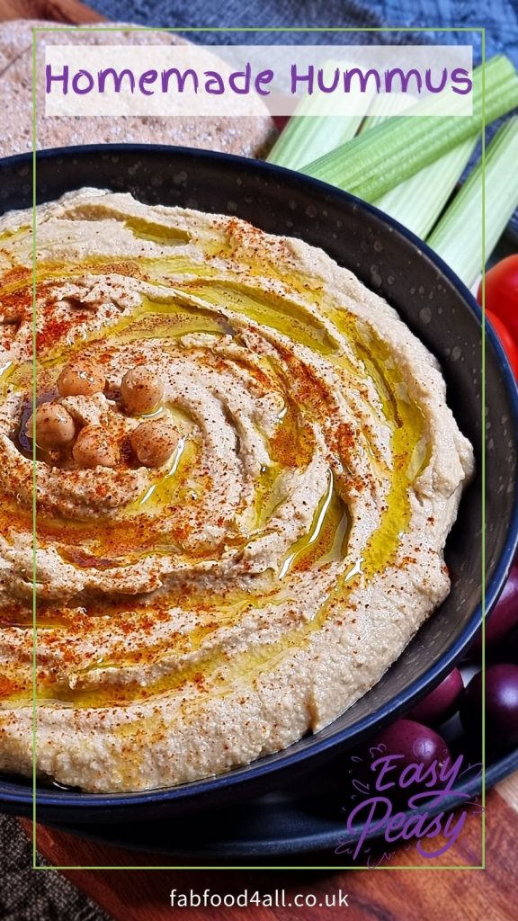 Quick Homemade Hummus Recipe Pinterest image.