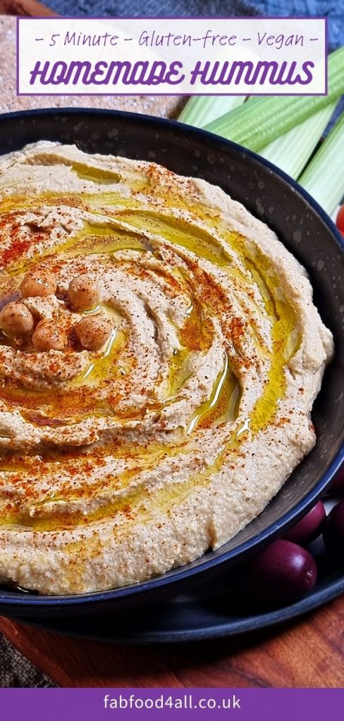 Quick Homemade Hummus Recipe Pinterest image.