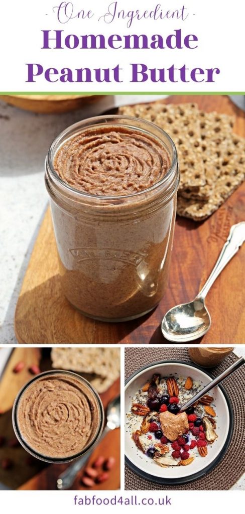 Homemade Peanut Butter Recipe - One Ingredient Pinterest Image