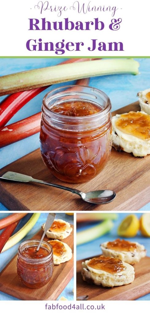 Prize Winning Rhubarb & Ginger Jam Pinterest image.