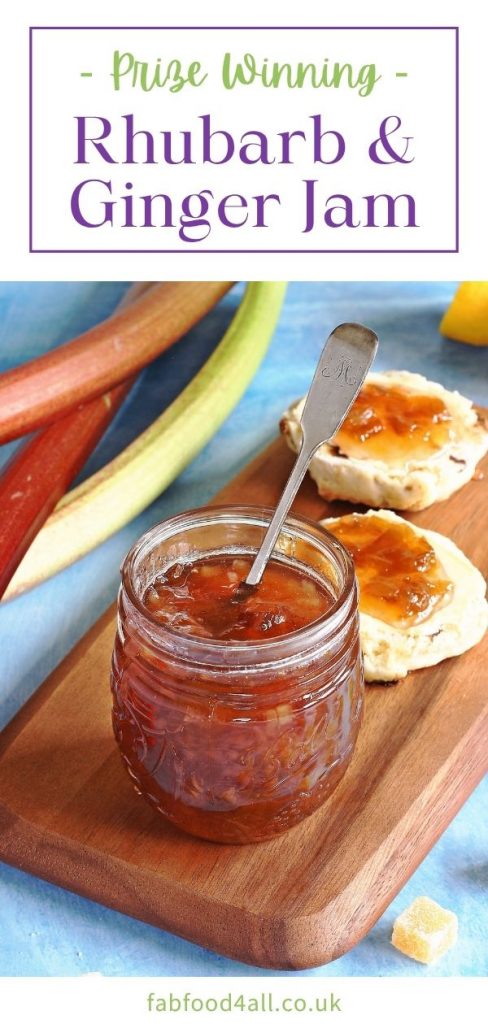 Prize Winning Rhubarb & Ginger Jam Pinterest image.