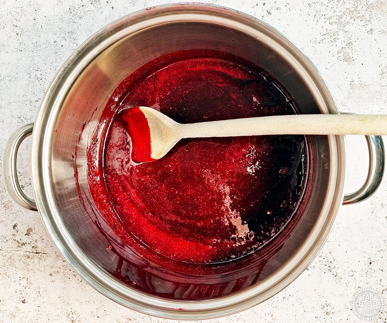 Easy Seedless Blackberry Jam after boiling.